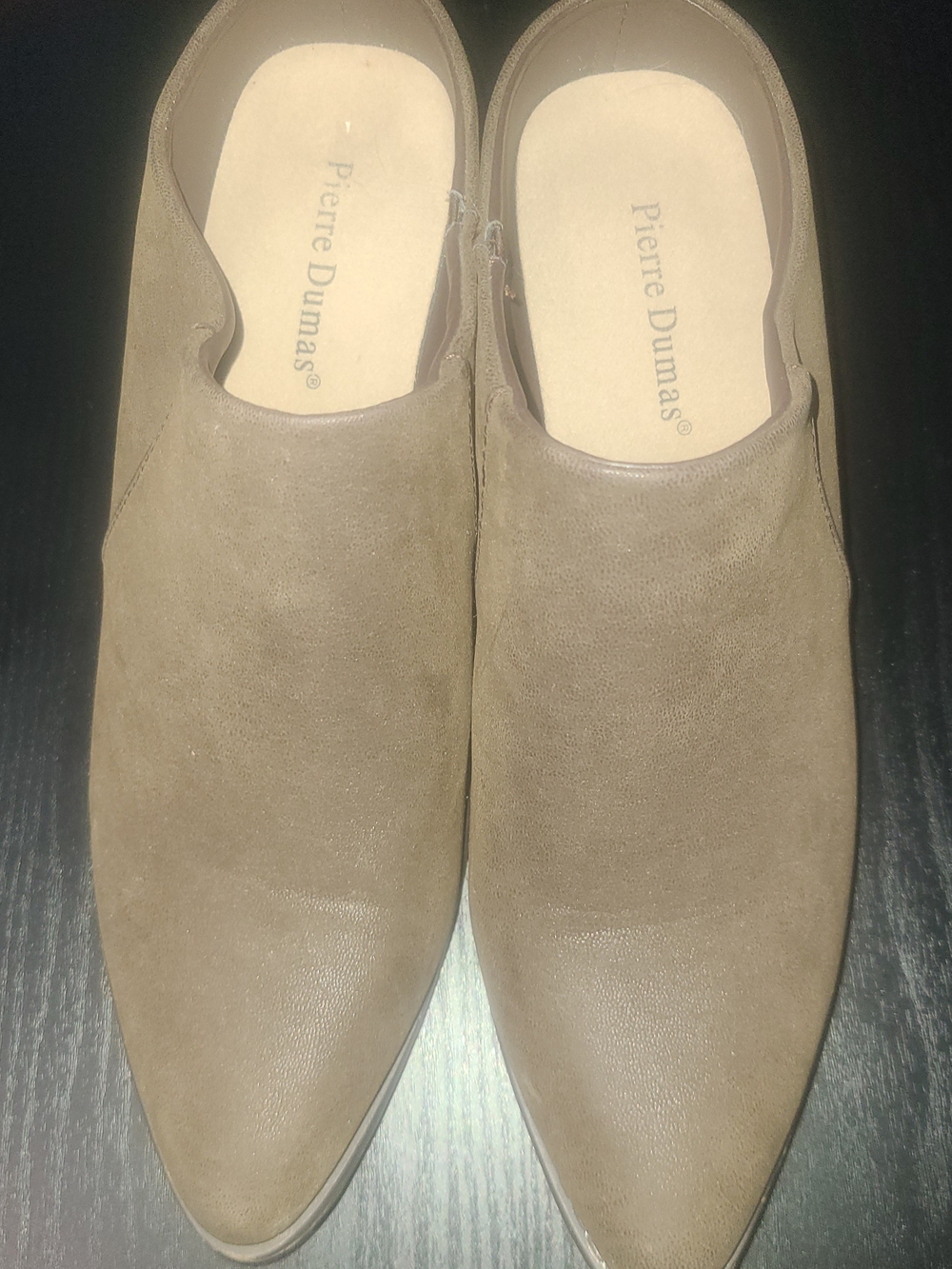 Pierre Dumas Taupe Pointed Suede Ankle Booties